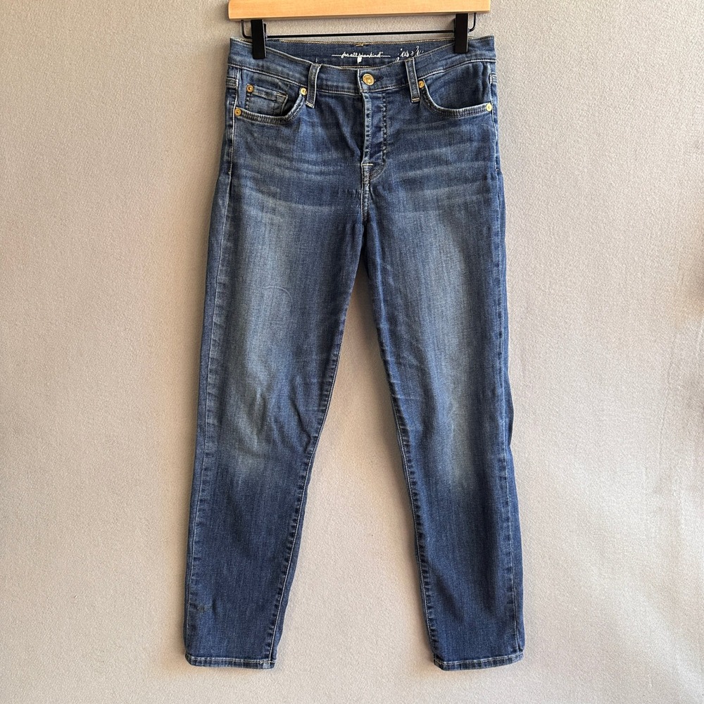 7 For All Mankind Josefina Skinny Boyfriend Jeans Blue Medium Wash Size 28
